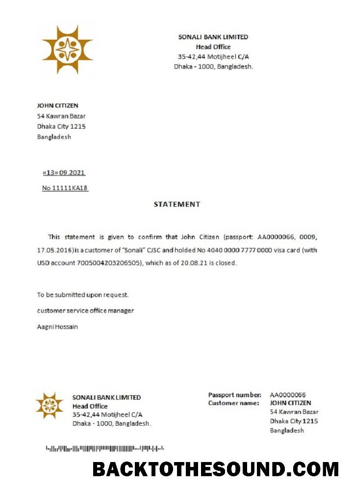 İndir Bangladeş Sonali closure Referans Örnek şablon
