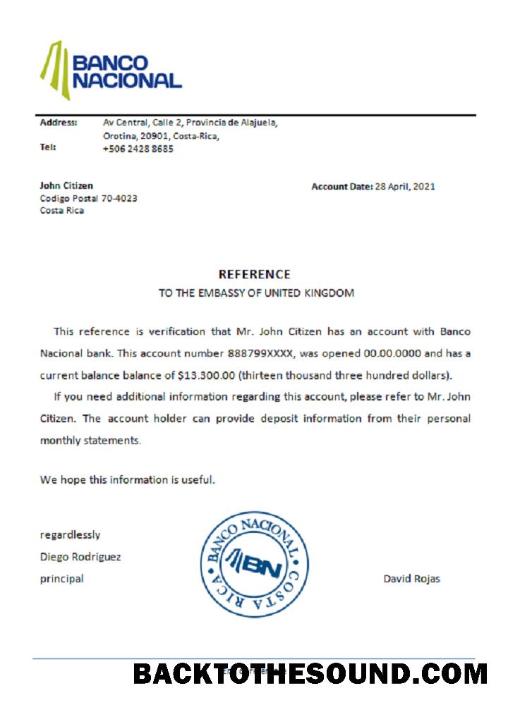 İndir Kosta Rika Banco Nacional Referans Örnek örnek