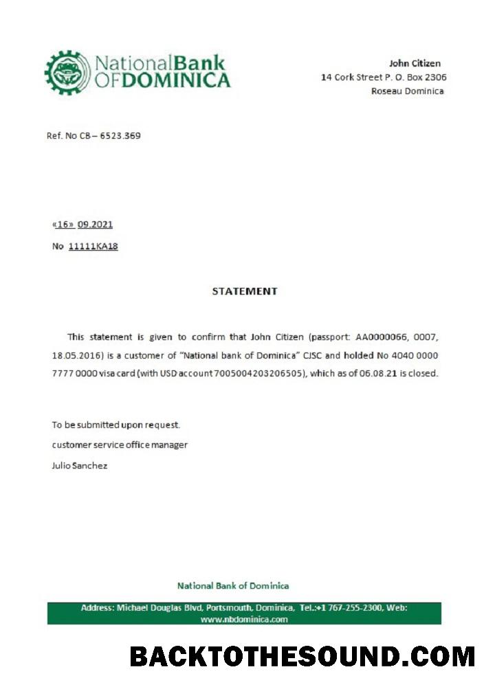 İndir Dominicia ulusal Banka of Dominika closure Referans Örnek örnek