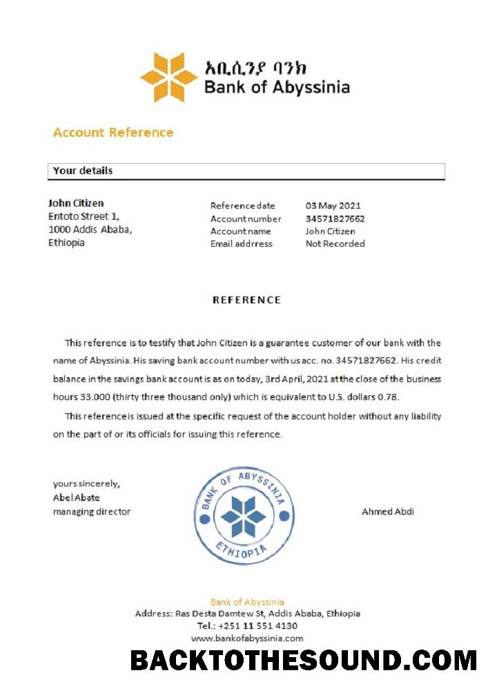 İndir Etiyopya Abyssinia Referans Örnek ön izleme