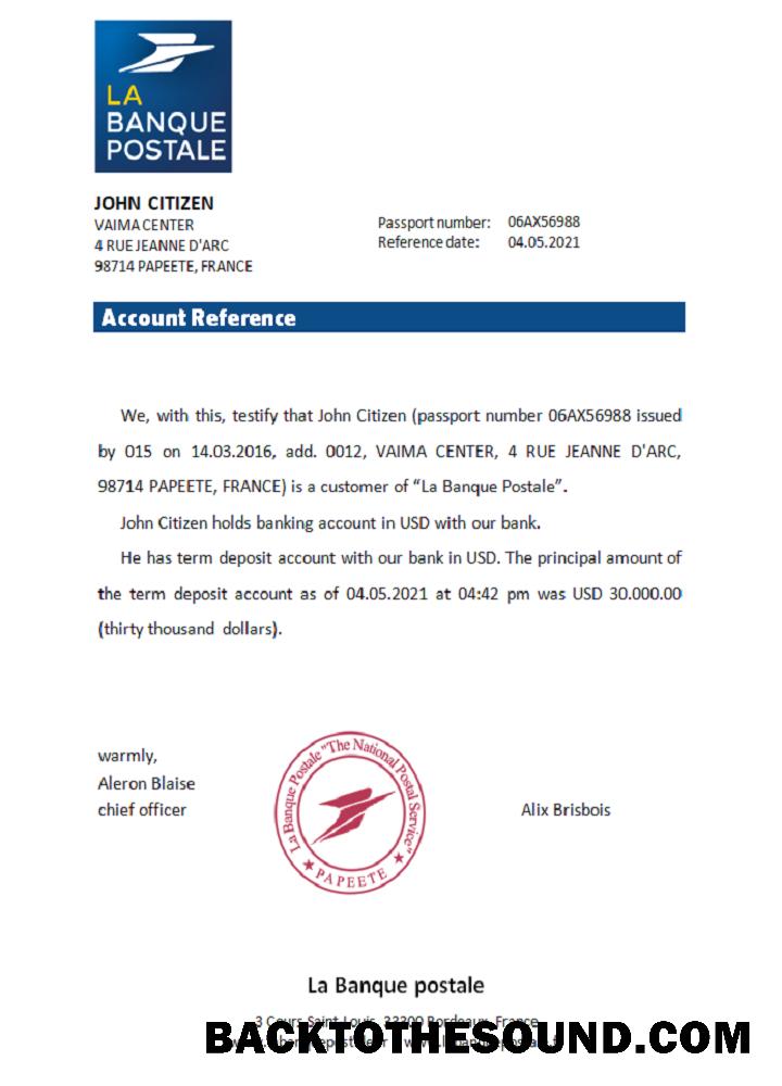 İndir Fransa La Banque Postale Referans Örnek taslak