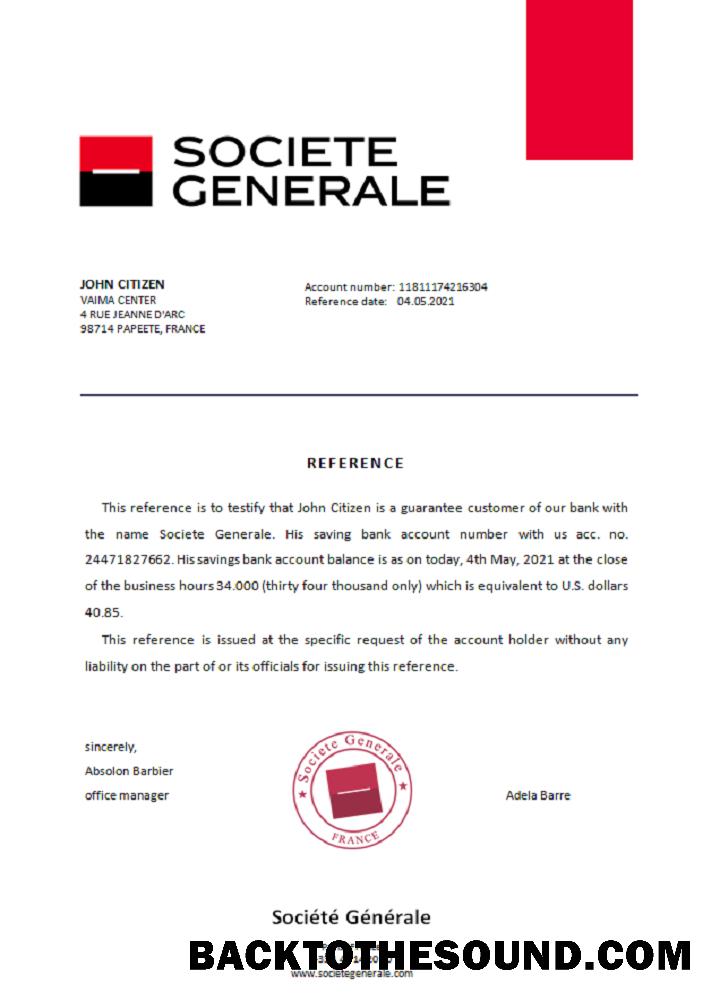 İndir Fransa Société Générale Referans Örnek şablon