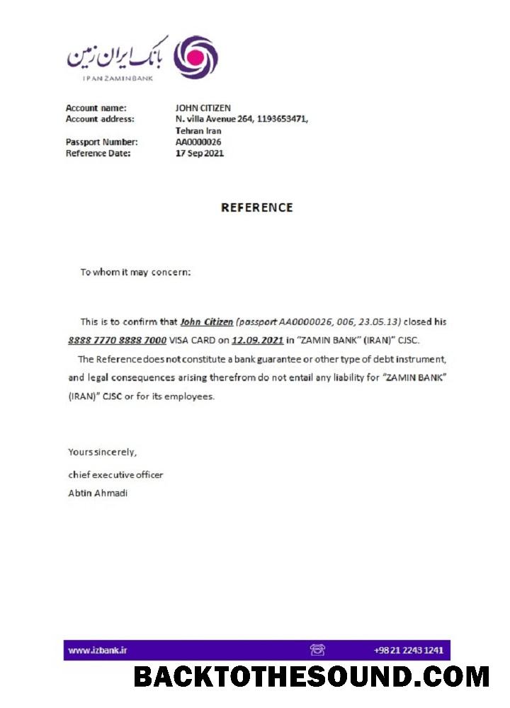 İndir İran Zamin Banka closure Referans Örnek taslak
