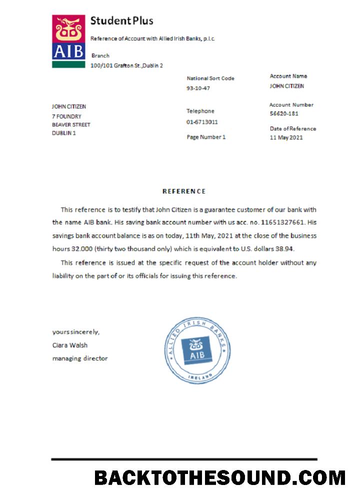 İndir İrlanda AIB Referans Örnek örnek