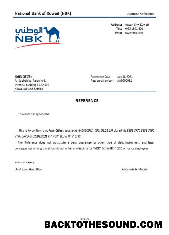 İndir Kuveyt ulusal Banka of Kuveyt closure Referans Örnek örnek