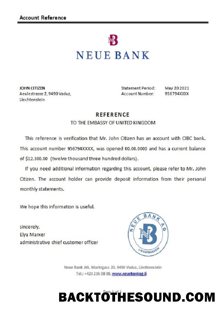 İndir Lihtenştayn Neue Banka Referans Örnek şablon