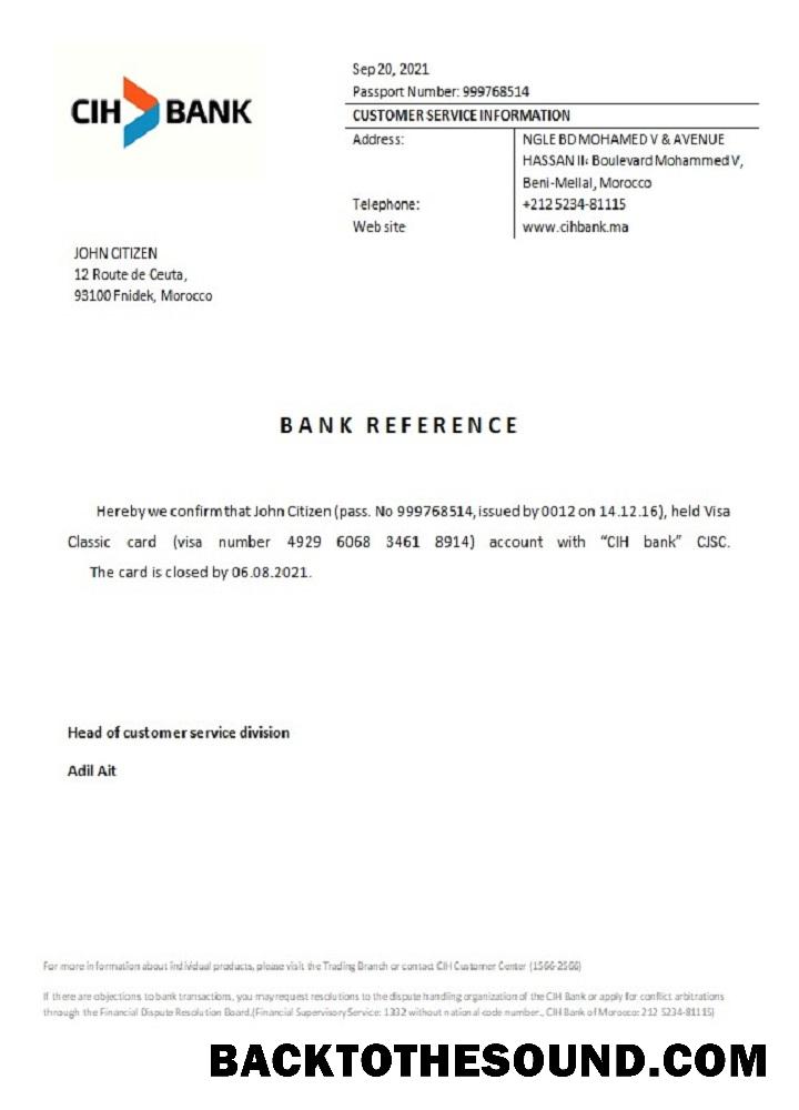 İndir Fas CIH Banka closure Referans Örnek ön izleme