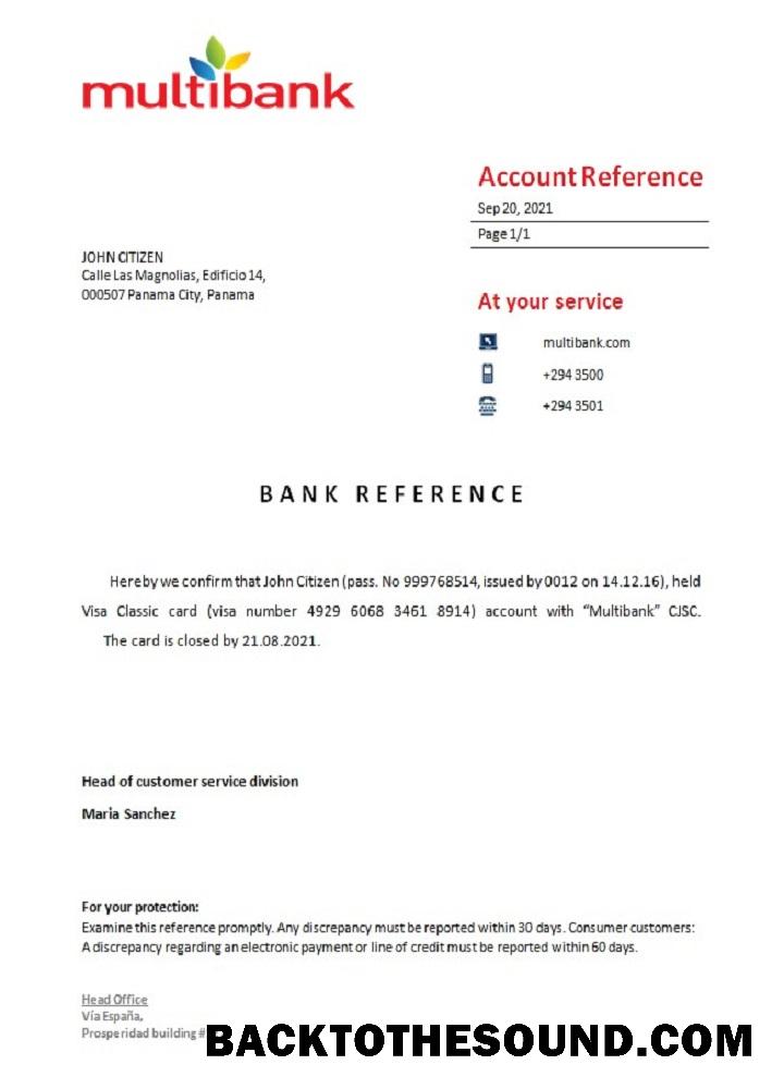 İndir Panama Multibank closure Referans Örnek şablon