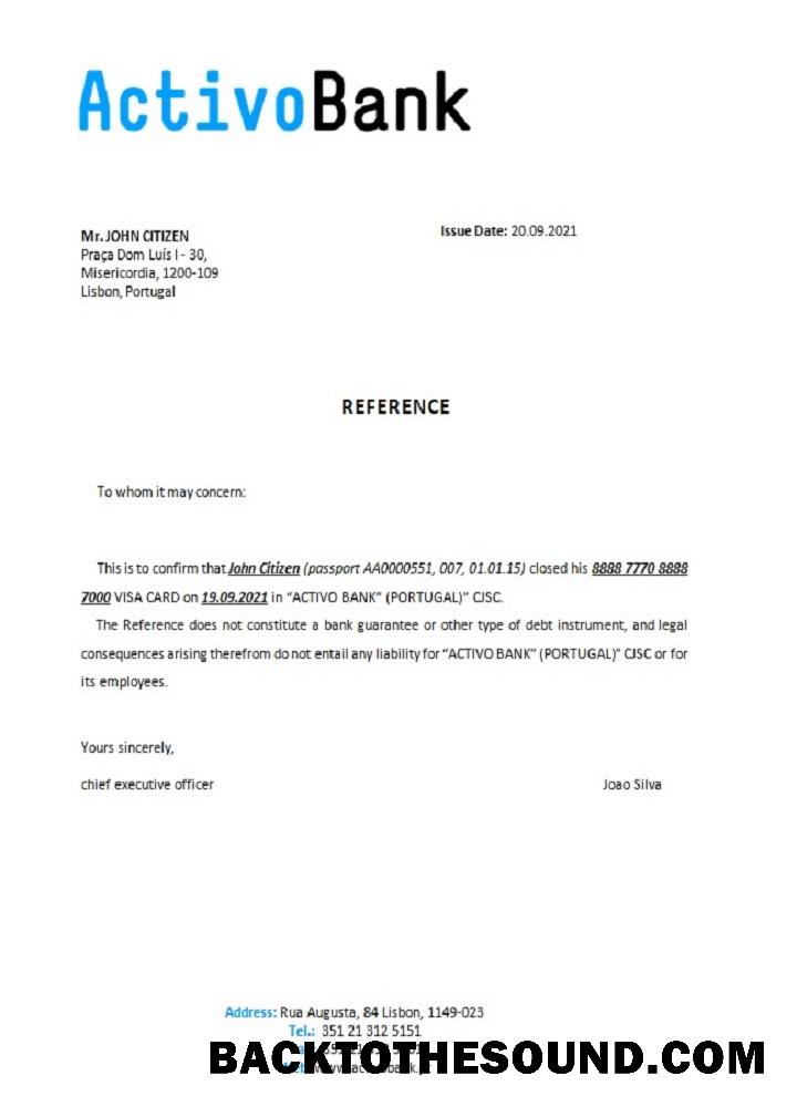 İndir Portekiz Activobank closure Referans Örnek taslak
