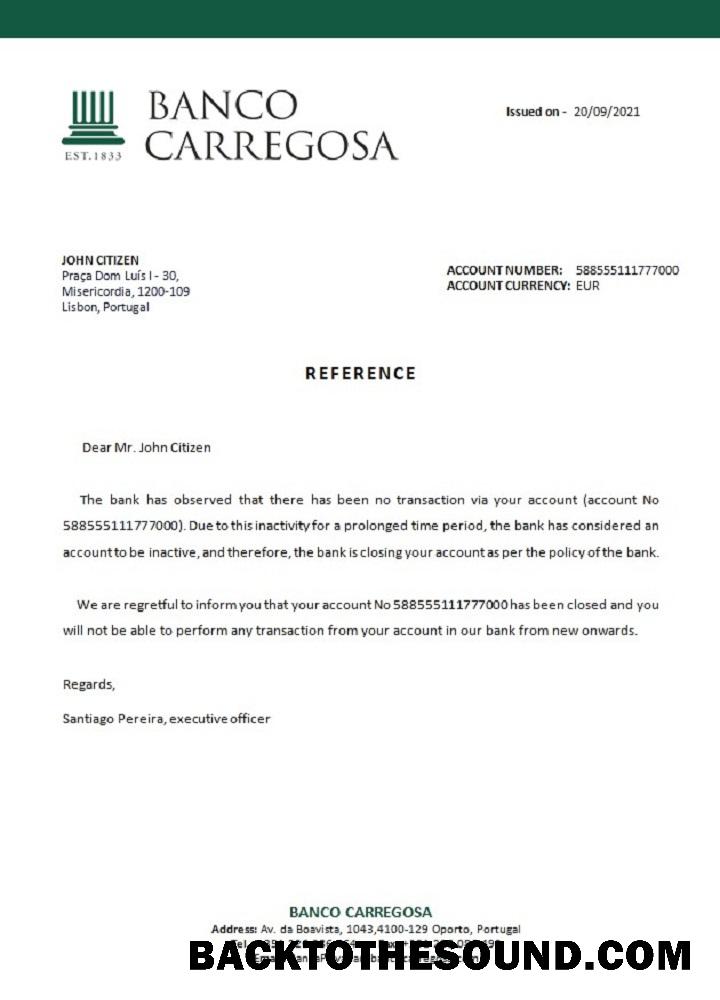 İndir Portekiz Banco Carregosa closure Referans Örnek taslak