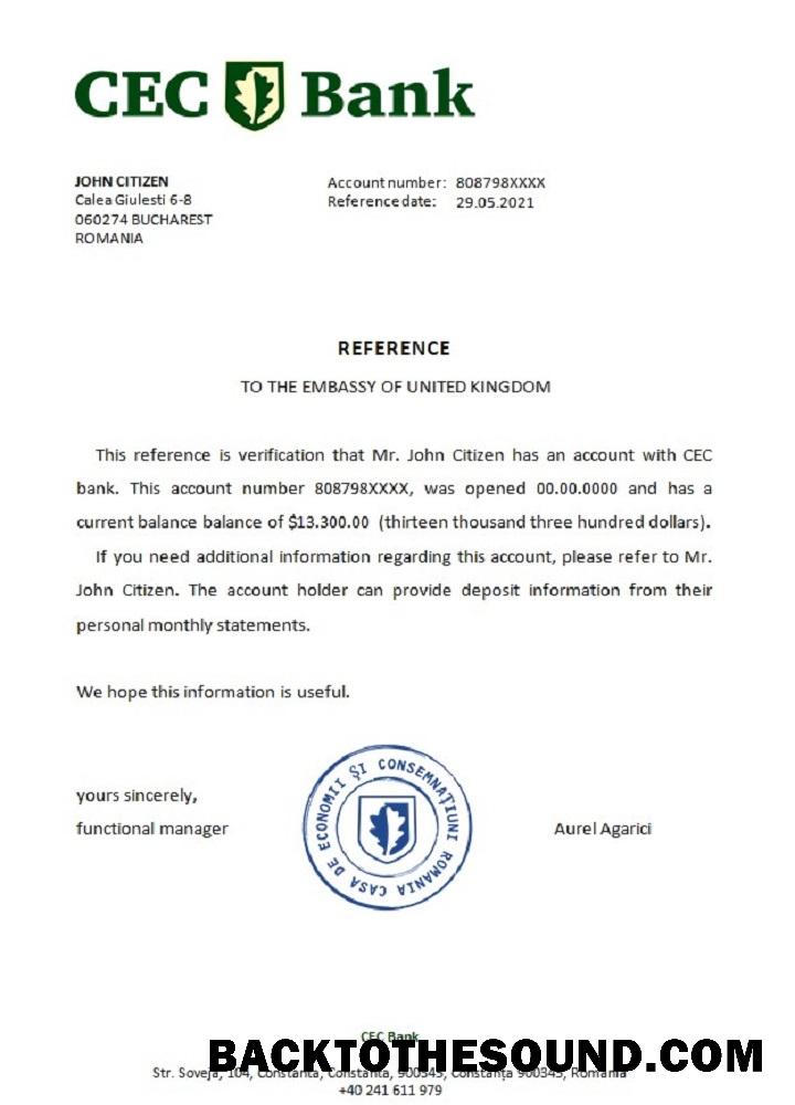 İndir Romanya CEC Banka Referans Örnek örnek