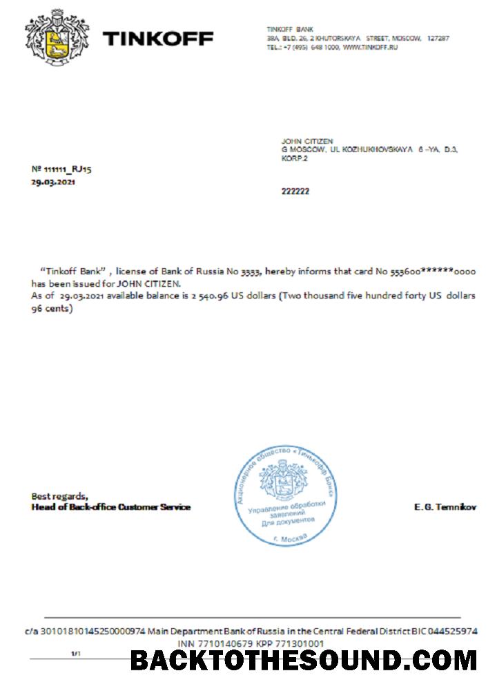 İndir Rusya Tinkoff Referans usd in English Örnek örnek