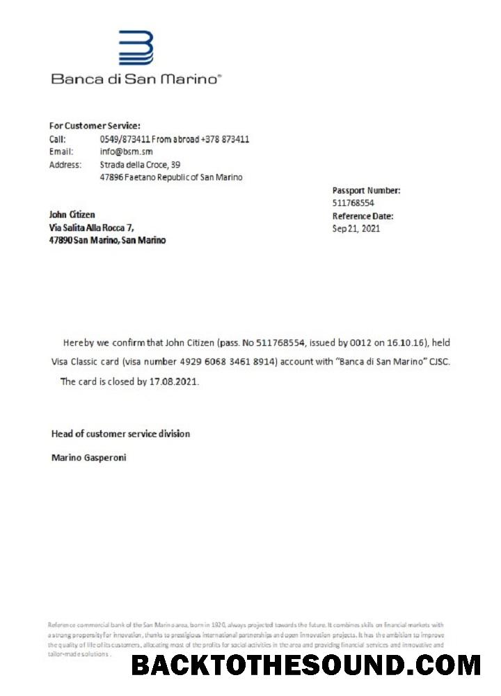 İndir San Marino Banca di San Marino closure Referans Örnek ön izleme