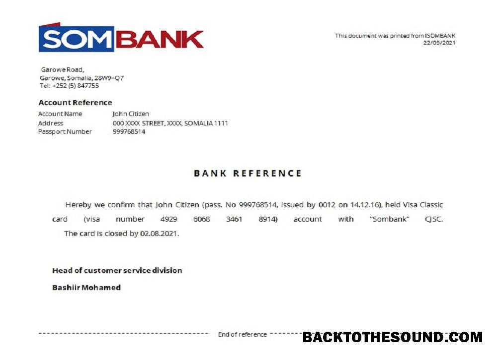İndir Somali Sombank closure Referans Örnek örnek