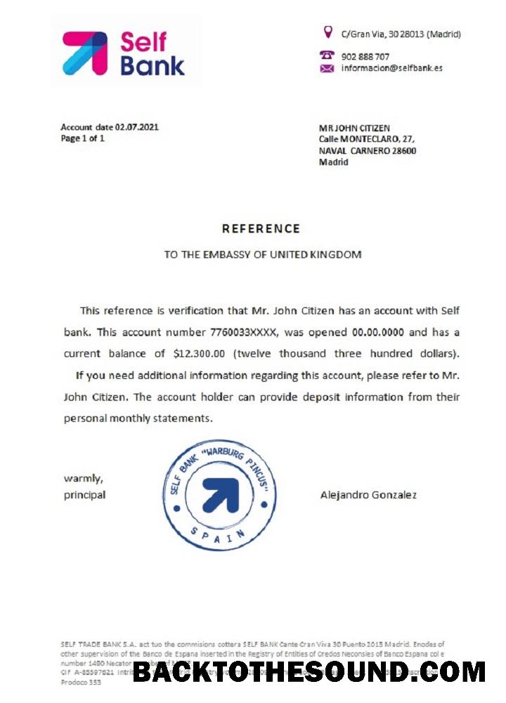 İndir İspanya Self Banka Referans Örnek örnek