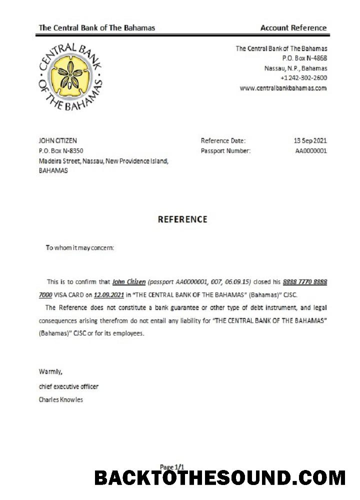 İndir The Bahamalar The central Banka of The Bahamalar closure Referans Örnek ön izleme