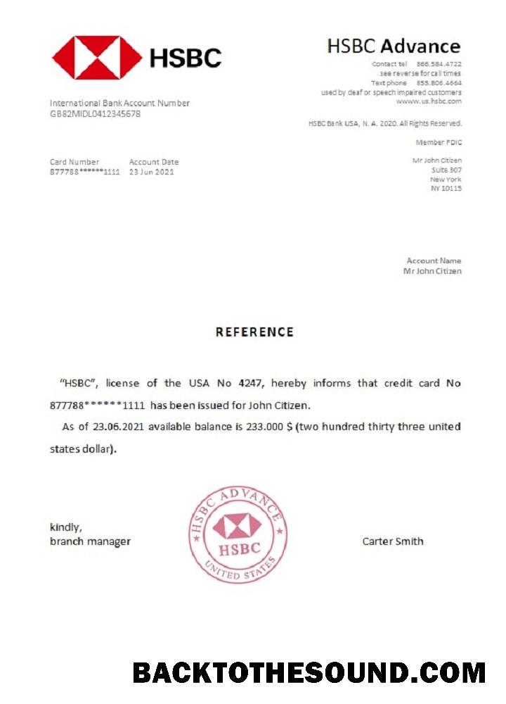 İndir ABD HSBC Referans Örnek taslak
