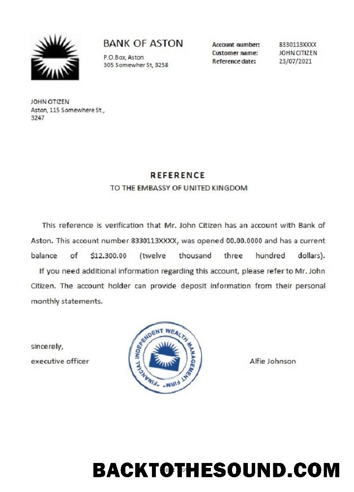 İndir Birleşik Krallık Banka of Aston Referans Örnek şablon