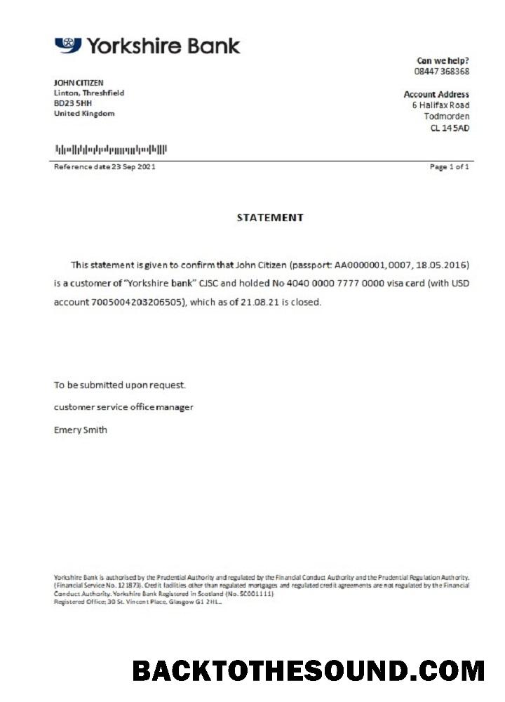 İndir Birleşik Krallık Yorkshire Banka closure Referans Örnek şablon