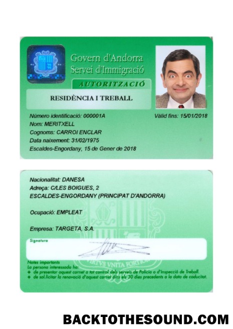 İndir Andorra Oturma İzni Kart Örnek taslak
