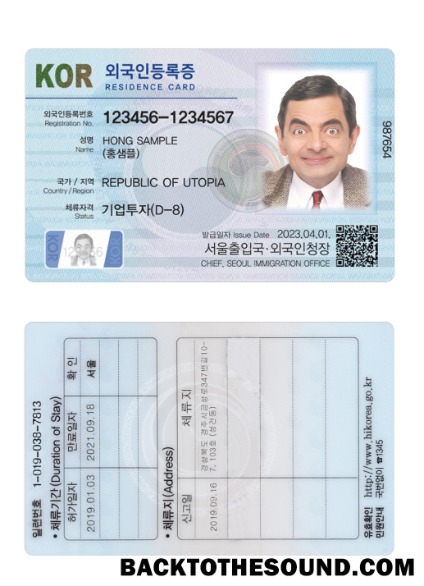 İndir Korea Oturma Kart 2023 Mevcut Örnek taslak