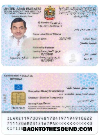 İndir Birleşik Arap Emirlikleri ikamet eden Kimlik Kart Örnek tasarım