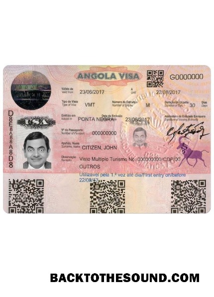 Pobierz Angola wejście Wiza Wersja 2 Próbka makieta