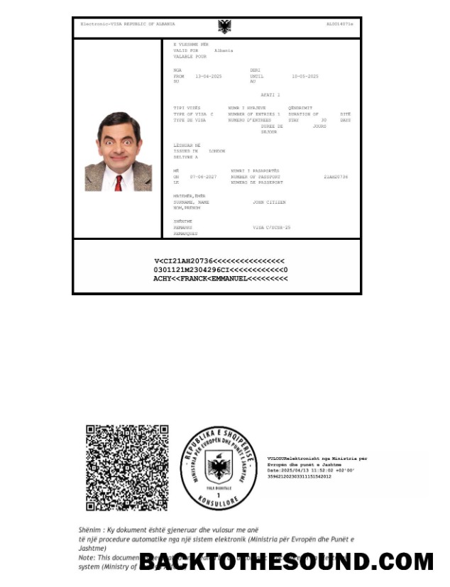 Pobierz Albania e Wiza in Word and PDF Formaty, Wersja 2 Próbka szablon