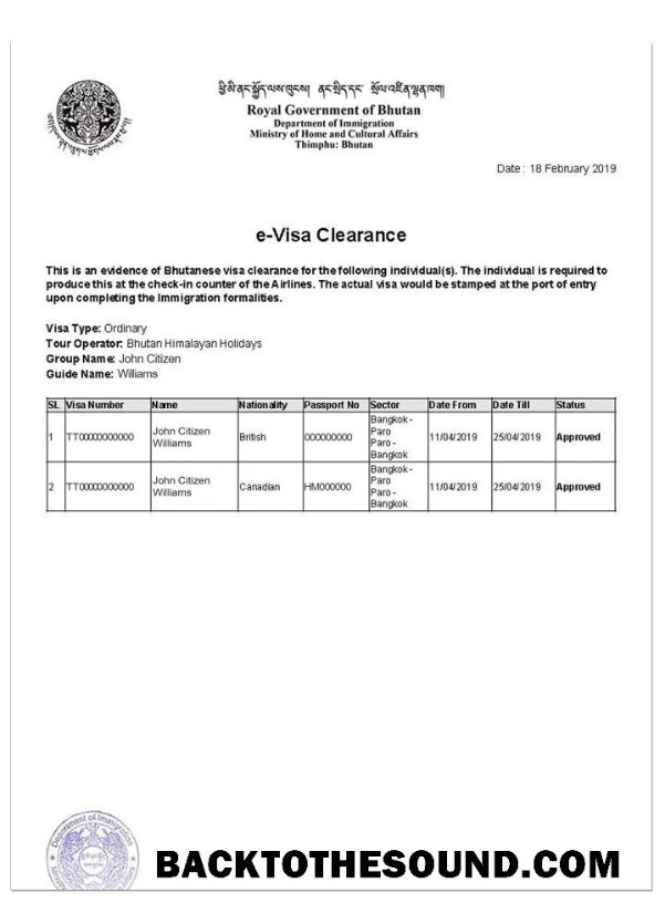 Pobierz Bhutan e Wiza Próbka szablon