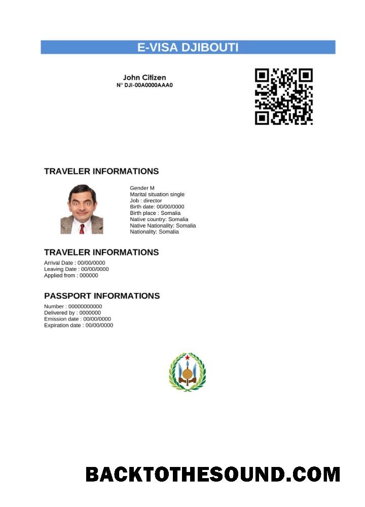 Pobierz Dżibuti e Wiza in Word and PDF Próbka makieta