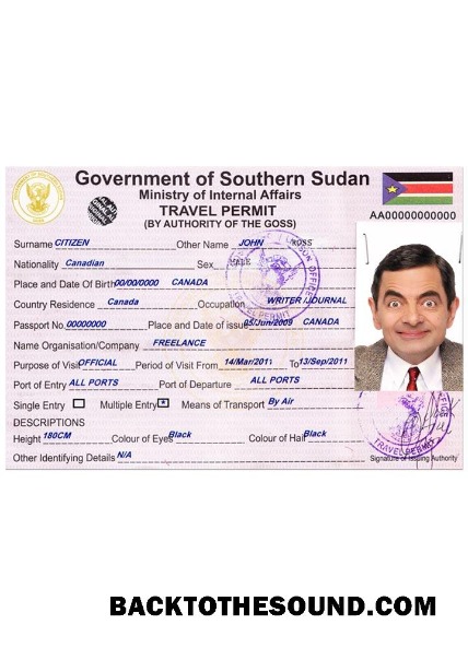 Pobierz Sudan Południowy Podróż Pozwolenie Próbka podgląd
