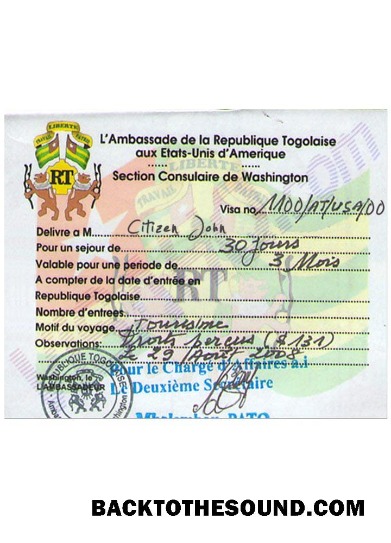 Pobierz TOGOLAISE Wiza Próbka szablon