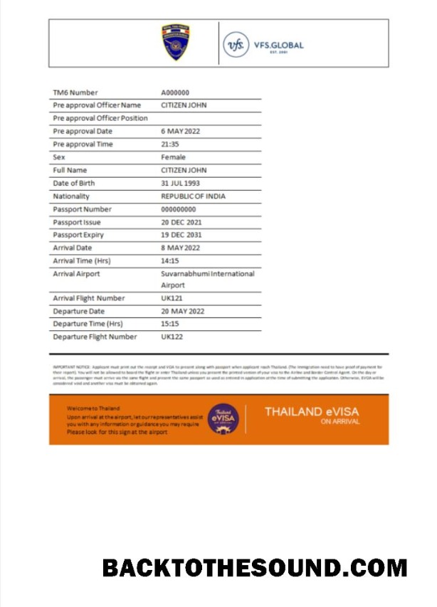 Pobierz Tajlandia e Wiza in Word and PDF Próbka podgląd