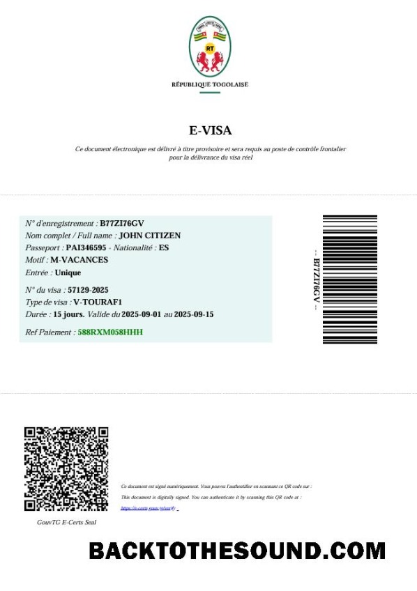 Pobierz Togo e Wiza in Word and PDF Formaty Próbka próbka