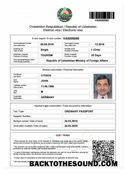 Pobierz Uzbekistan e Wiza Próbka próbka