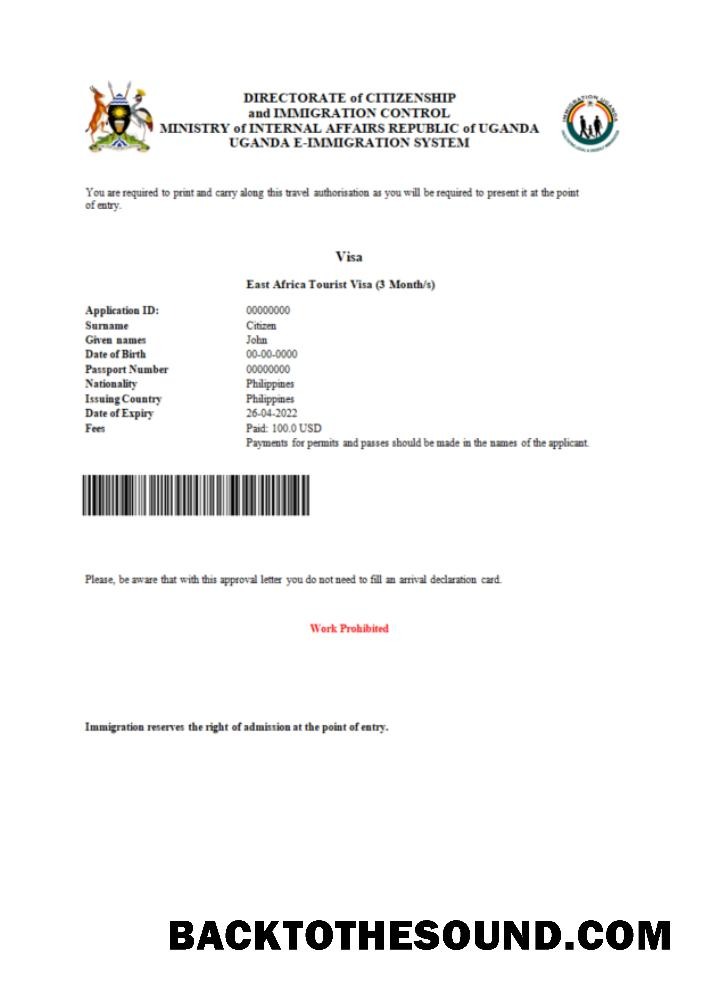 Pobierz Uganda e Wiza in Word and PDF Próbka szablon