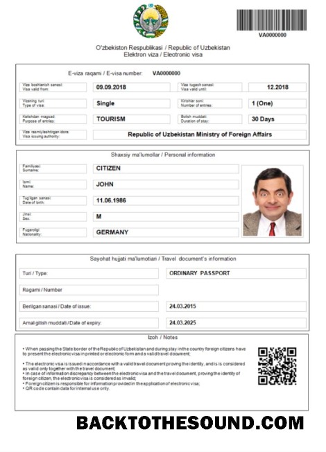 Pobierz Uzbekistan e Wiza in Word and PDF Próbka projekt