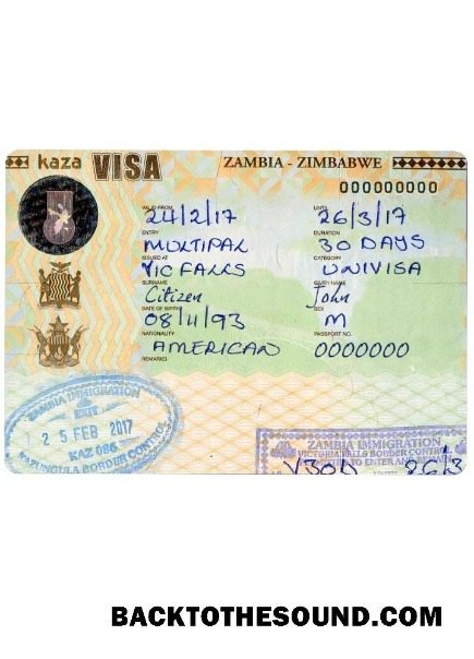 Pobierz Zambia Zimbabwe Podróż Wiza Próbka szablon