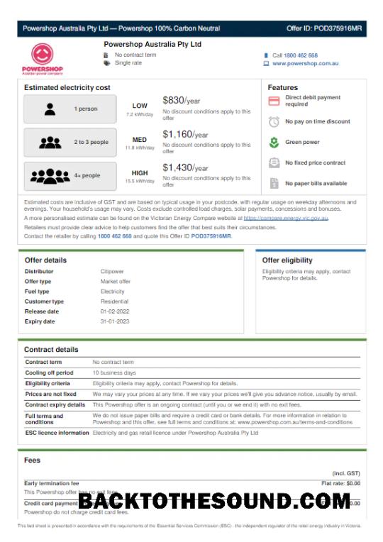 İndir Avustralya POWERSHOP Fatura Fatura Word and PDF Örnek tasarım
