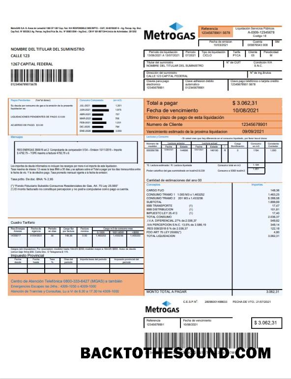 İndir Arjantin Metrogas easy to fill Fatura Fatura in Word and PDF Format Örnek tasarım