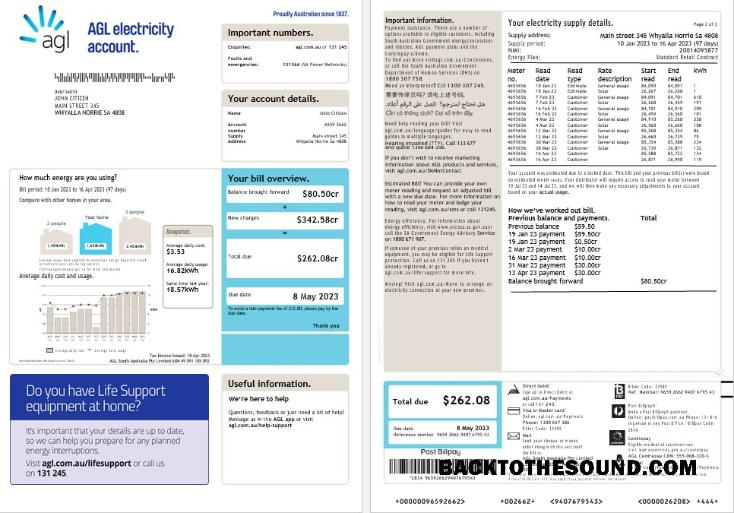 İndir Avustralya AGL Elektrik Hesap energy Fatura Fatura Word and PDF Formatlar (2) Örnek şablon