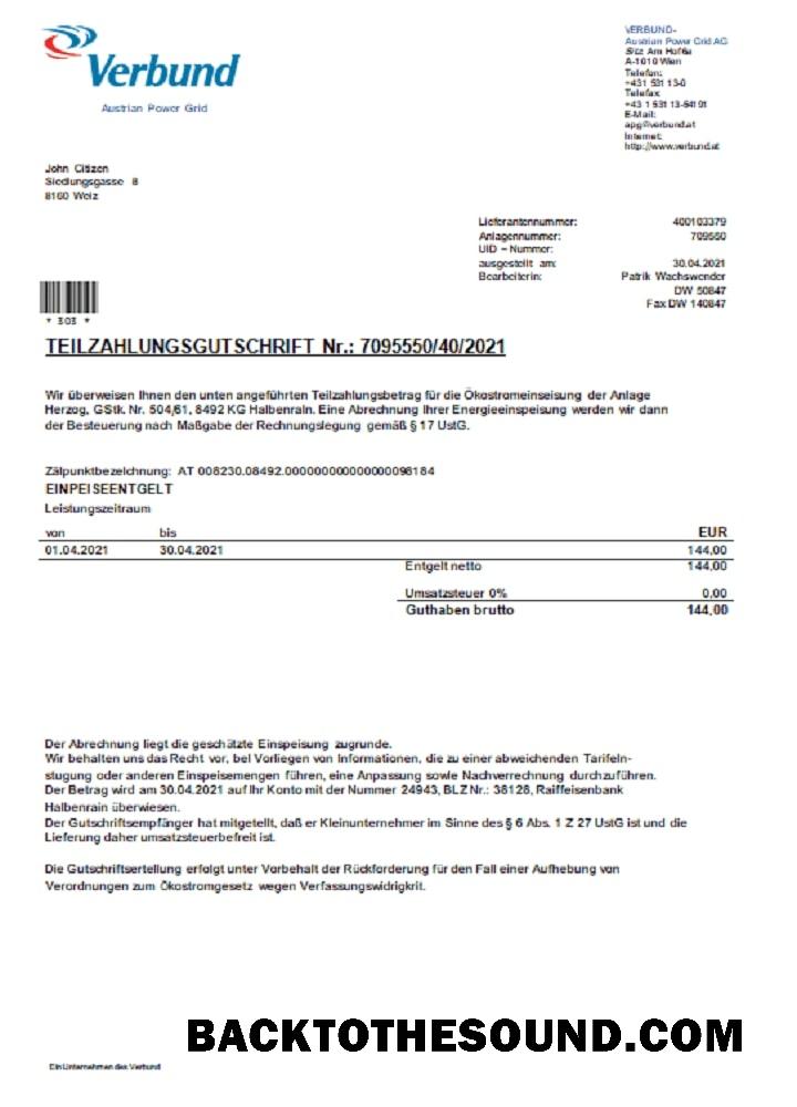 İndir Avusturya Verbund Austrian Power Izgara Fatura Fatura Örnek örnek