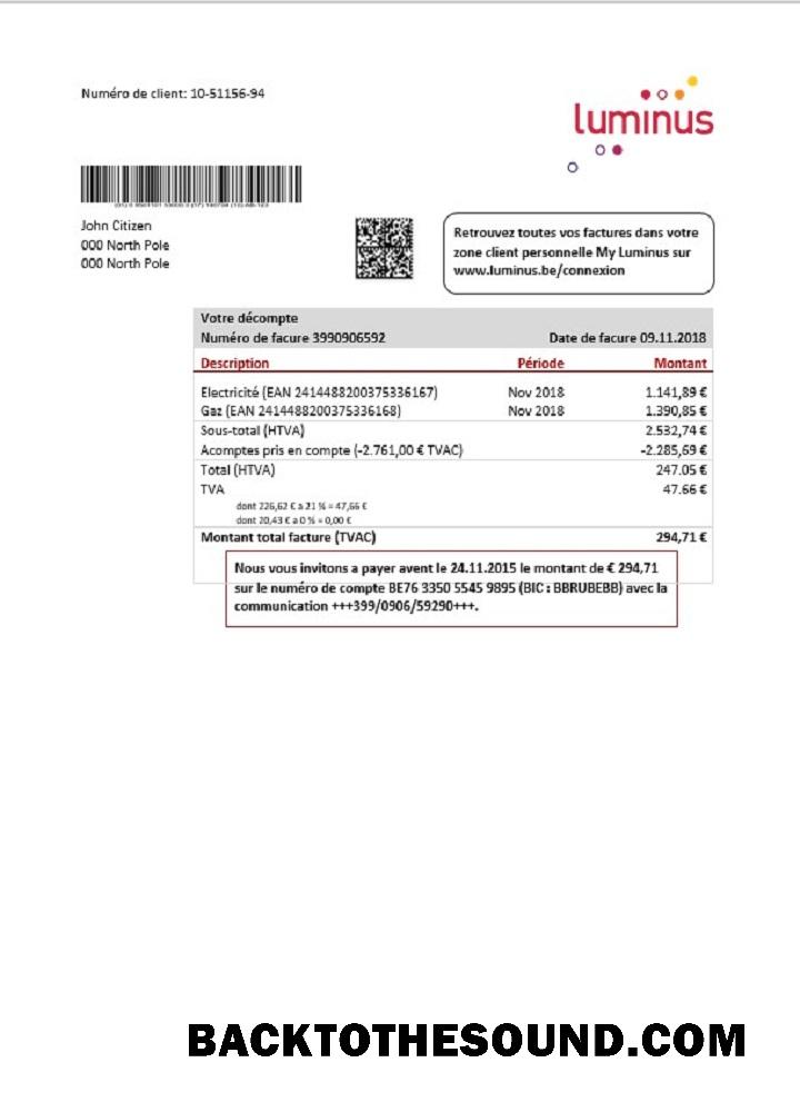 İndir Belçika Luminus Fatura Fatura in Word and PDF Format (in .doc and .PDF Format) Örnek taslak