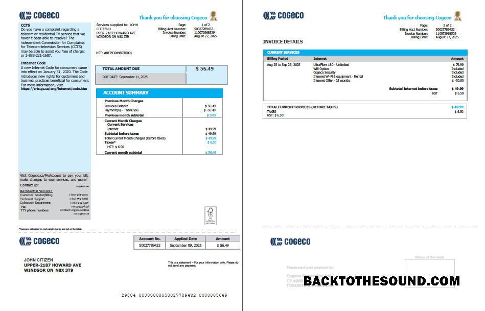 İndir Kanada Cogeco Fatura Fatura in Word and PDF Formatlar, 2 pages Örnek örnek