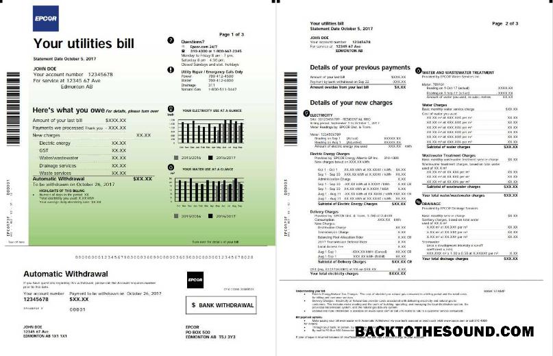 İndir Kanada Epcor Elektrik Fatura Fatura in Word and PDF Format, 3 pages 1 2 Örnek şablon
