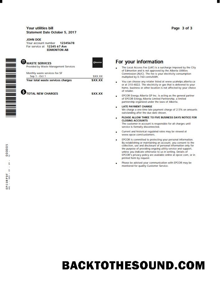 İndir Kanada Epcor Elektrik Fatura Fatura in Word and PDF Format, 3 pages 3 Örnek şablon