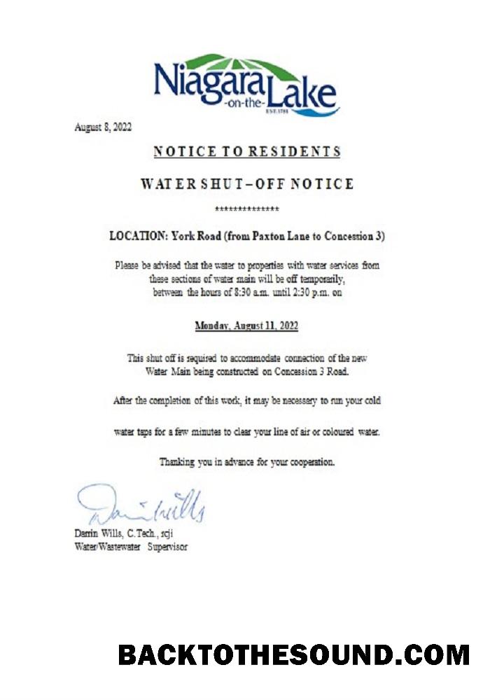 İndir Kanada Ontario The Niagara on the Lake Su Fatura shut off notice Örnek örnek
