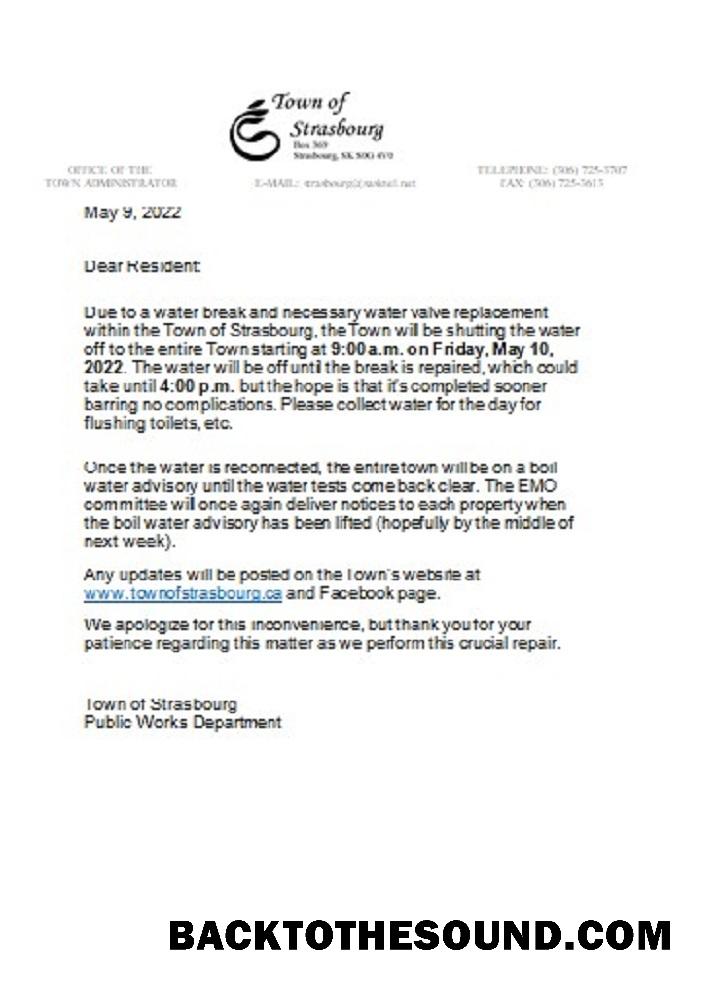 İndir Kanada Saskatchewan Town of Strasbourg Su Fatura shut off notice Örnek şablon