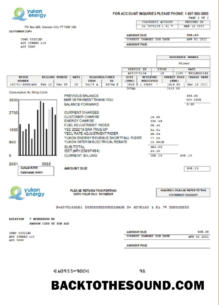 İndir Kanada Yukon Energy Fatura Fatura Örnek ön izleme