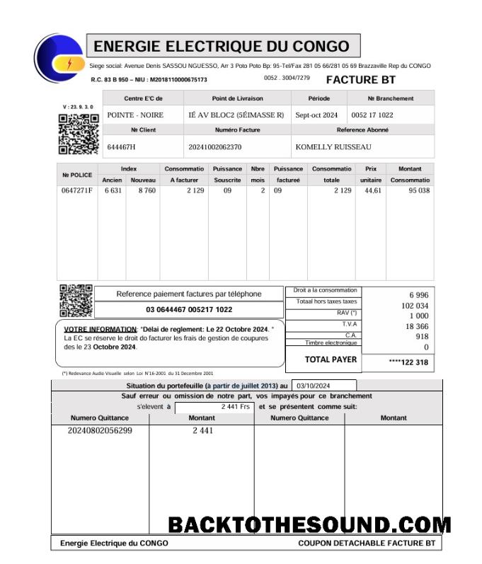 İndir Kongo Energie Electrique Du Fatura Fatura Örnek taslak